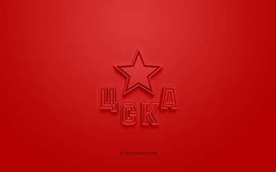 CSKA Moscow, creative 3D logo, red background, KHL, 3d emblem, Russian hockey club, Kontinental Hockey League, Moscow, Russia, 3d art, hockey, CSKA Moscow 3d logo