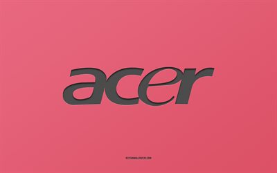 Logo Acer, fond rose, logo carbone Acer, texture papier rose, embl&#232;me Acer, Acer