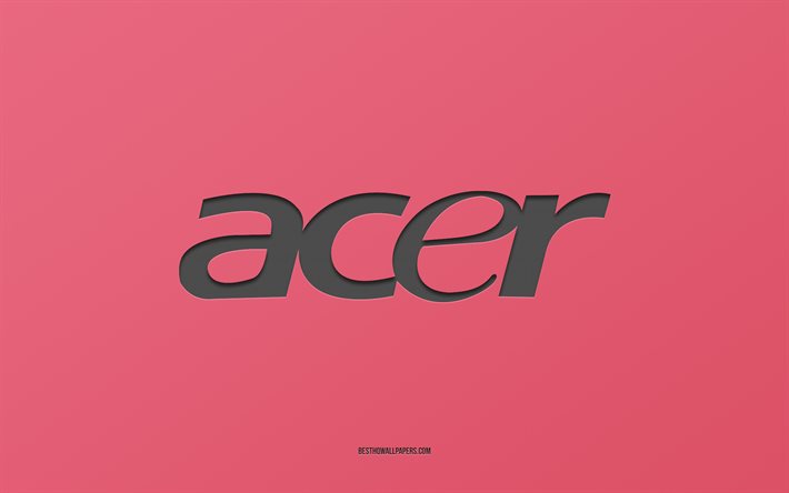 Acer-logo, vaaleanpunainen tausta, Acer-hiililogo, vaaleanpunainen paperirakenne, Acer-tunnus, Acer