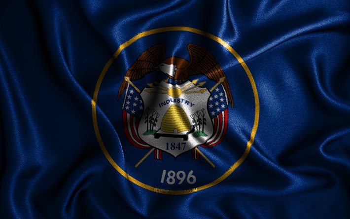 Drapeau de l&#39;Utah, 4k, drapeaux ondul&#233;s en soie, &#201;tats am&#233;ricains, &#201;tats-Unis, drapeaux en tissu, art 3D, Utah, &#201;tats-Unis d&#39;Am&#233;rique, drapeau 3D de l&#39;Utah