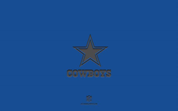 Dallas Cowboys, fond bleu, &#233;quipe de football am&#233;ricain, embl&#232;me des Dallas Cowboys, NFL, USA, football am&#233;ricain, logo des Dallas Cowboys