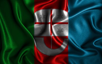 Drapeau de la Ligurie, 4k, drapeaux ondul&#233;s en soie, r&#233;gions italiennes, drapeau de la Ligurie, drapeaux en tissu, art 3D, Ligurie, r&#233;gions d&#39;Italie, drapeau 3D de la Ligurie