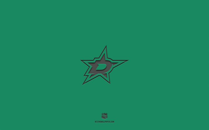 Stars de Dallas, fond vert, &#233;quipe de hockey am&#233;ricaine, embl&#232;me des Stars de Dallas, NHL, USA, hockey, logo Dallas Stars