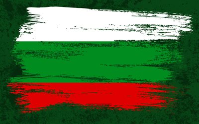 4k, drapeau de la Bulgarie, drapeaux de grunge, pays europ&#233;ens, symboles nationaux, coup de pinceau, drapeau bulgare, art grunge, Europe, Bulgarie