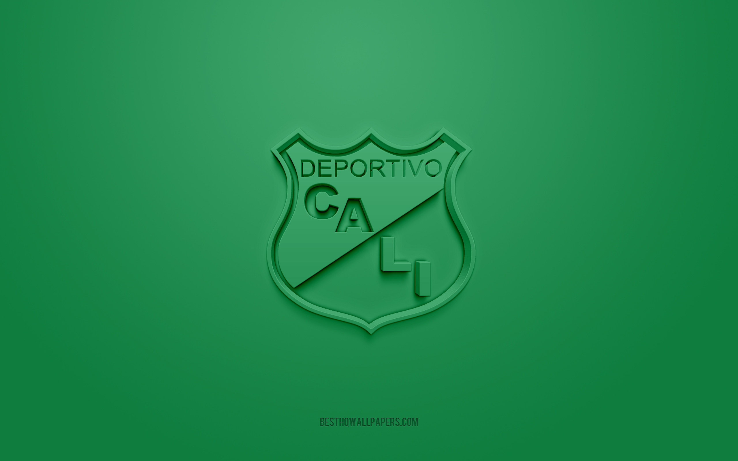 Download wallpapers Deportivo Cali, creative 3D logo, green background ...