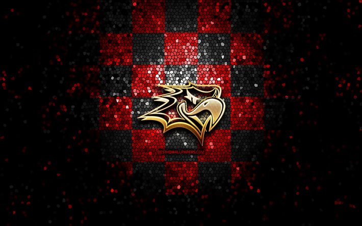Vaasan Sport, glitter logo, Liiga, red black checkered background, hockey, finnish hockey team, Vaasan Sport logo, mosaic art, finnish hockey league