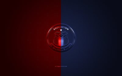 Deportivo Pasto, Colombian football club, blue-red logo, blue-red carbon fiber background, Categoria Primera A, football, Pasto, Colombia, Deportivo Pasto logo