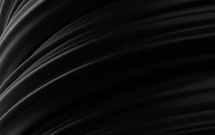 musta 3d-aaltojen rakenne, 3d-mustien viivojen tausta, musta 3d-tekstuuri, aaltojen tausta, linjat musta tausta, viivojen rakenne