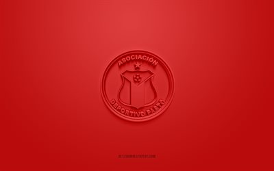 Deportivo Pasto, creative 3D logo, red background, 3d emblem, Colombian football club, Categoria Primera A, Pasto, Colombia, 3d art, football, Deportivo Pasto 3d logo