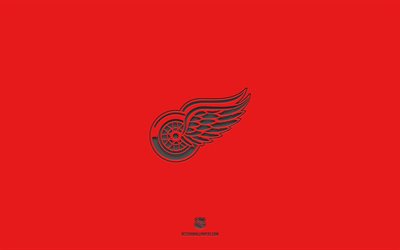 Detroit Red Wings, red background, American hockey team, Detroit Red Wings emblem, NHL, USA, hockey, Detroit Red Wings logo