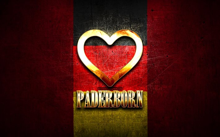 Me Encanta Paderborn, ciudades alemanas, de oro inscripci&#243;n, Alemania, coraz&#243;n de oro, Paderborn con la bandera, Paderborn, ciudades favoritas, Amor Paderborn