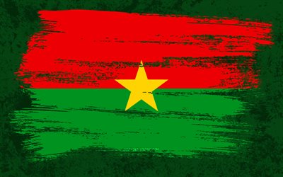 4k, le Drapeau du Burkina Faso, du grunge des drapeaux, des pays Africains, les symboles nationaux, coup de pinceau, grunge de l&#39;art, du Burkina Faso, du drapeau, de l&#39;Afrique, Burkina Faso