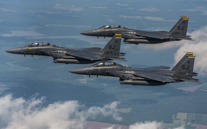 McDonnell Douglas F-15E Strike Eagle, cazabombardero estadounidense, F-15, USAF, aviones militares estadounidenses