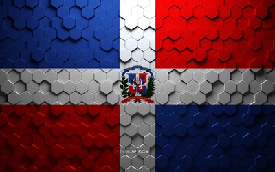 Flag of Dominican Republic, honeycomb art, Dominican Republic hexagons flag, Dominican Republic, 3d hexagons art, Dominican Republic flag