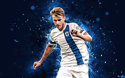 Rasmus Schuller, 4k, Finland National Team, soccer, footballers, red neon lights, Finnish football team, Rasmus Schuller 4K