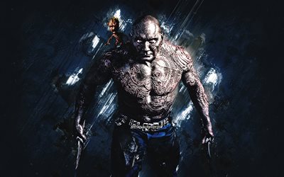 Drax, Infinity War, Drax the Destroyer, gray stone background, grunge art, Infinity War characters, Drax character