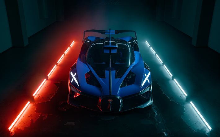 Bugatti Bolide, 4k, vista frontal, 2021 carros, hipercarros, 2021 Bugatti Bolide, supercarros, Bugatti