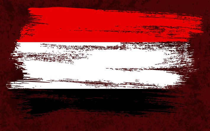 4k, Jemens flagga, grungeflaggor, asiatiska l&#228;nder, nationella symboler, penseldrag, jemenitisk flagga, grungekonst, Jemen flagga, Asien, Jemen