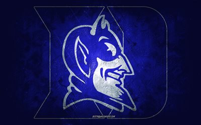 Duke Blue Devils, American football team, blue background, Duke Blue Devils logo, grunge art, NCAA, American football, USA, Duke Blue Devils emblem