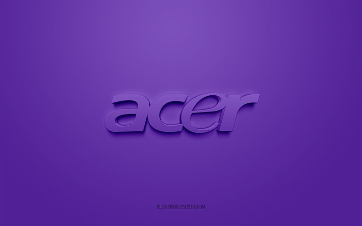 Logo Acer, fond violet, logo Acer 3d, art 3D, Acer, logo marques, logo violet 3d Acer