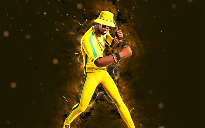 Anderson Paak, 4k, yellow neon lights, Fortnite Battle Royale, Fortnite characters, Anderson Paak Skin, Fortnite, Anderson Paak Fortnite