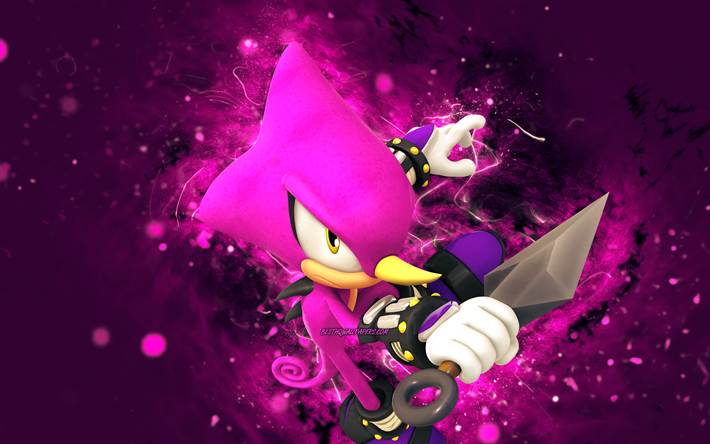 Espio the Hedgehog, 4K, purple neon lights, Sonic Underground, Purple Sonic, creative, Espio the Hedgehog 4K