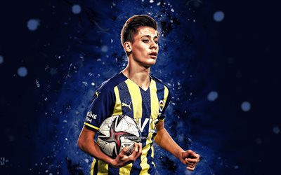 Arda Guler, 4k, 2022, Fenerbahce SK, Turkish footballers, Turkish Super Lig, soccer, blue neon lights, Fenerbahce FC, Arda Guler Fenerbahce, Arda Guler 4K