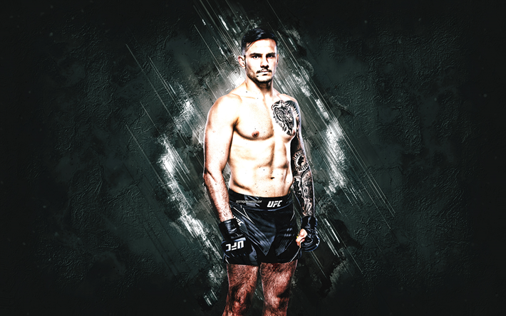 luigi vendramini, mma, ufc, brasilianischer k&#228;mpfer, blauer steinhintergrund, ultimate fighting championship, grunge-kunst