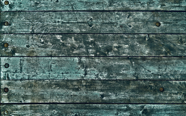 水平木の板, 青い木製の背景, 4k, 大きい, 木製の背景, 木の板, 木製の板, 木製の壁, 木製のテクスチャ