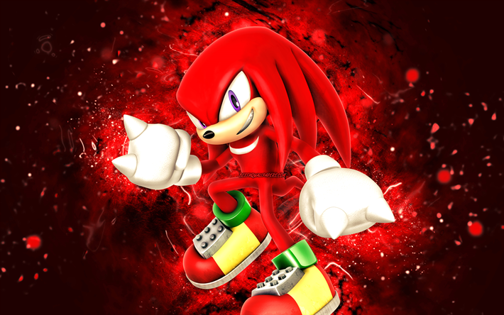 Download wallpapers Knuckles the Echidna 4K red neon lights Sonic  Underground Paramount Nakkuruzu za Ekiduna creative Knuckles the Echidna  4K for desktop free Pictures for desktop free