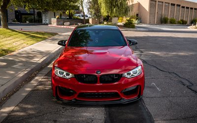 4k, BMW M3, F80, front view, exterior, red M3 F80, tuning M3 F80, German cars, BMW