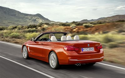 BMW 430i Convertible, 2018, rear view, luxury convertible, new orange M4 convertible, German cars, BMW