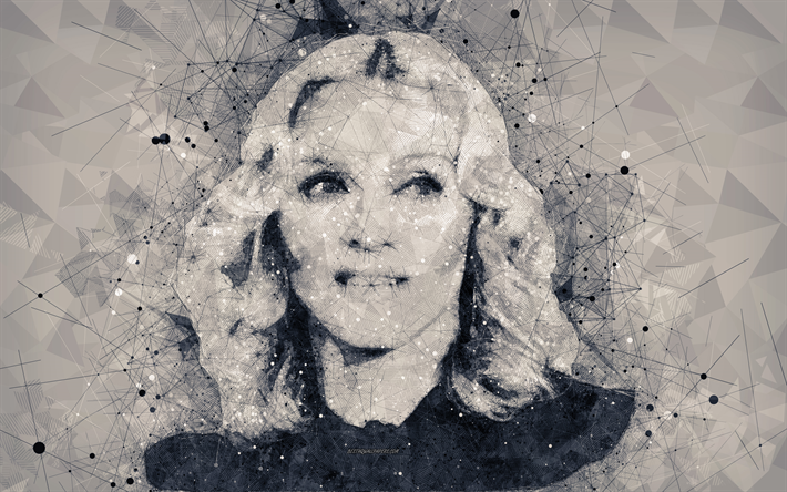 Madonna, 4k, creative portrait, face, geometric art, American singer, creative art, Madonna Louise Ciccone