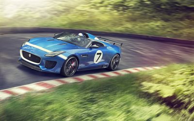 -Yazın, 2018, 4k, mavi yarış arabası, dış, XK-Jaguar E, yeni mavi E-type, Yarış Pisti, İngiliz otomobil, Jaguar