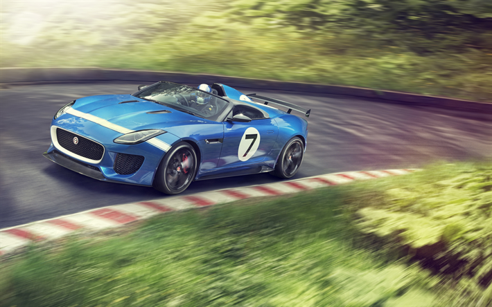 Jaguar E-type, 2018, 4k, azul, coche de carreras, exterior, XK-E, azul nuevo E-type, pista de carreras, Brit&#225;nico de autom&#243;viles Jaguar