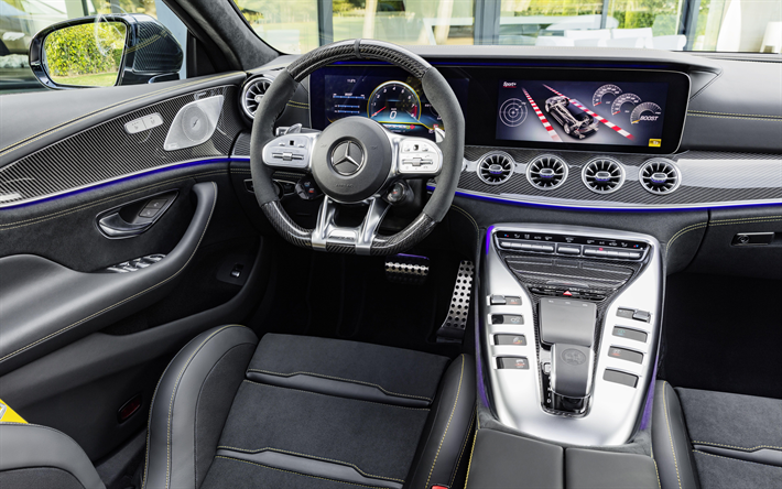 Mercedes-Benz AMG GT63 S, 4-D&#246;rrars Edition 1, 2019, interi&#246;r, framsidan, ratt, nya GT63, instrumentpanelen, Mercedes