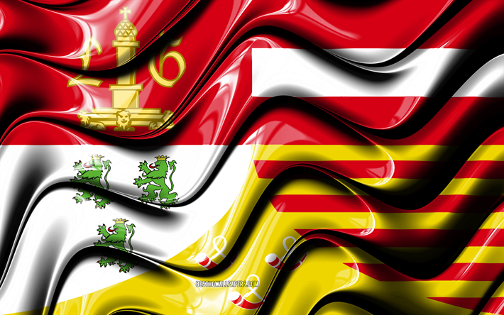 Liege flagga, 4k, Provinserna i Belgien, administrativa distrikt, Flaggan i Liege, 3D-konst, Solen, belgiska provinserna, Liege 3D-flagga, Belgien, Europa