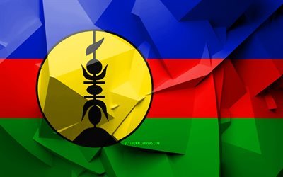 4k, Flag of New Caledonia, geometric art, Oceanian countries, New Caledonian flag, creative, New Caledonia, Oceania, New Caledonia 3D flag, national symbols