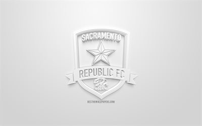 Sacramento Republic FC, creative 3D logo, USL, white background, 3d emblem, American football club, United States League, Sacramento, California, USA, 3d art, football, stylish 3d logo