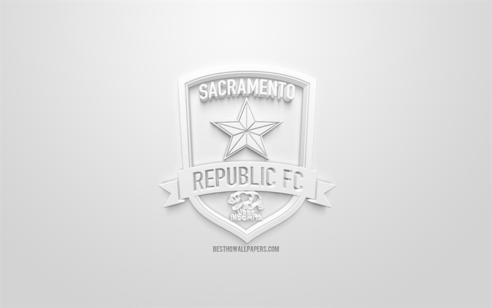 Sacramento Republic FC, yaratıcı 3D logo, USL, beyaz arka plan, 3d amblemi, Amerikan Futbol Kul&#252;b&#252;, Amerika Birleşik Devletleri Ligi, Sacramento, California, USA, 3d sanat, futbol, 3d logo şık