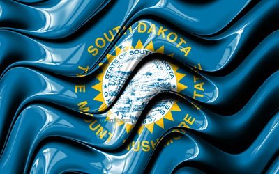 Dakota del sur de la bandera, 4k, Estados unidos de Am&#233;rica, los distritos administrativos, la Bandera de Dakota del Sur, arte 3D, Dakota del Sur, estados americanos, Dakota del Sur 3D de la bandera, estados UNIDOS, Am&#233;rica del Norte