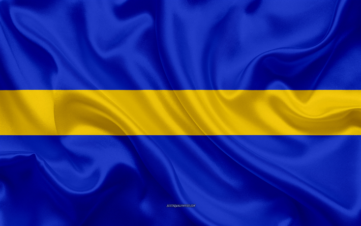 Lipun Sleesian Voivodikunnassa, silkki lippu, silkki tekstuuri, Puola, Sleesian Voivodikunta, Voivodeships Puola, maakunnassa Puola