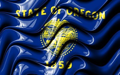 ولاية أوريغون العلم, 4k, الولايات المتحدة الأمريكية, المناطق الإدارية, علم ولاية أوريغون, الفن 3D, ولاية أوريغون, الدول الأمريكية ،, ولاية أوريغون 3D العلم, أمريكا الشمالية