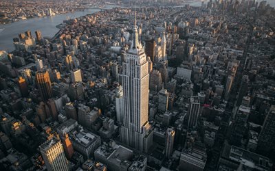 Empire State Building, Skyskrapa, New York, Landm&#228;rke, Soluppg&#229;ngen, Stadsbilden, USA