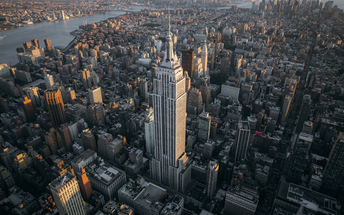 L&#39;Empire State Building, Gratte-ciel, New York, Monument, Matin, Lever du soleil, Paysage urbain, &#233;tats-unis