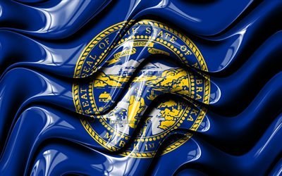 Nebraska bandeira, 4k, Estados unidos da Am&#233;rica, distritos administrativos, Bandeira do Nebraska, Arte 3D, Nebraska, estados americanos, Nebraska 3D bandeira, EUA, Am&#233;rica Do Norte