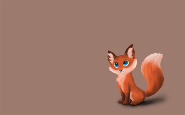 red fox, minimal, animali cartoon, cartoon fox, creativo, fox