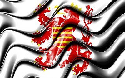Limbourg drapeau, 4k, les Provinces de la Belgique, de la circonscription administrative, le Drapeau de Limbourg, art 3D, Limbourg, provinces belges, Limbourg 3D drapeau, Belgique, Europe