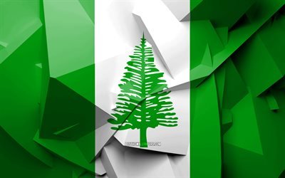4k, Bandiera dell&#39;Isola di Norfolk, arte geometrica, Oceanico paesi, Norfolk Island, bandiera, creativo, Oceania, Norfolk Island 3D bandiera, i simboli nazionali
