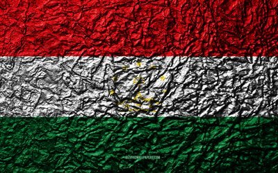 Bandeira do Tadjiquist&#227;o, 4k, textura de pedra, ondas de textura, Tajiquist&#227;o bandeira, s&#237;mbolo nacional, Tajiquist&#227;o, &#193;sia, pedra de fundo